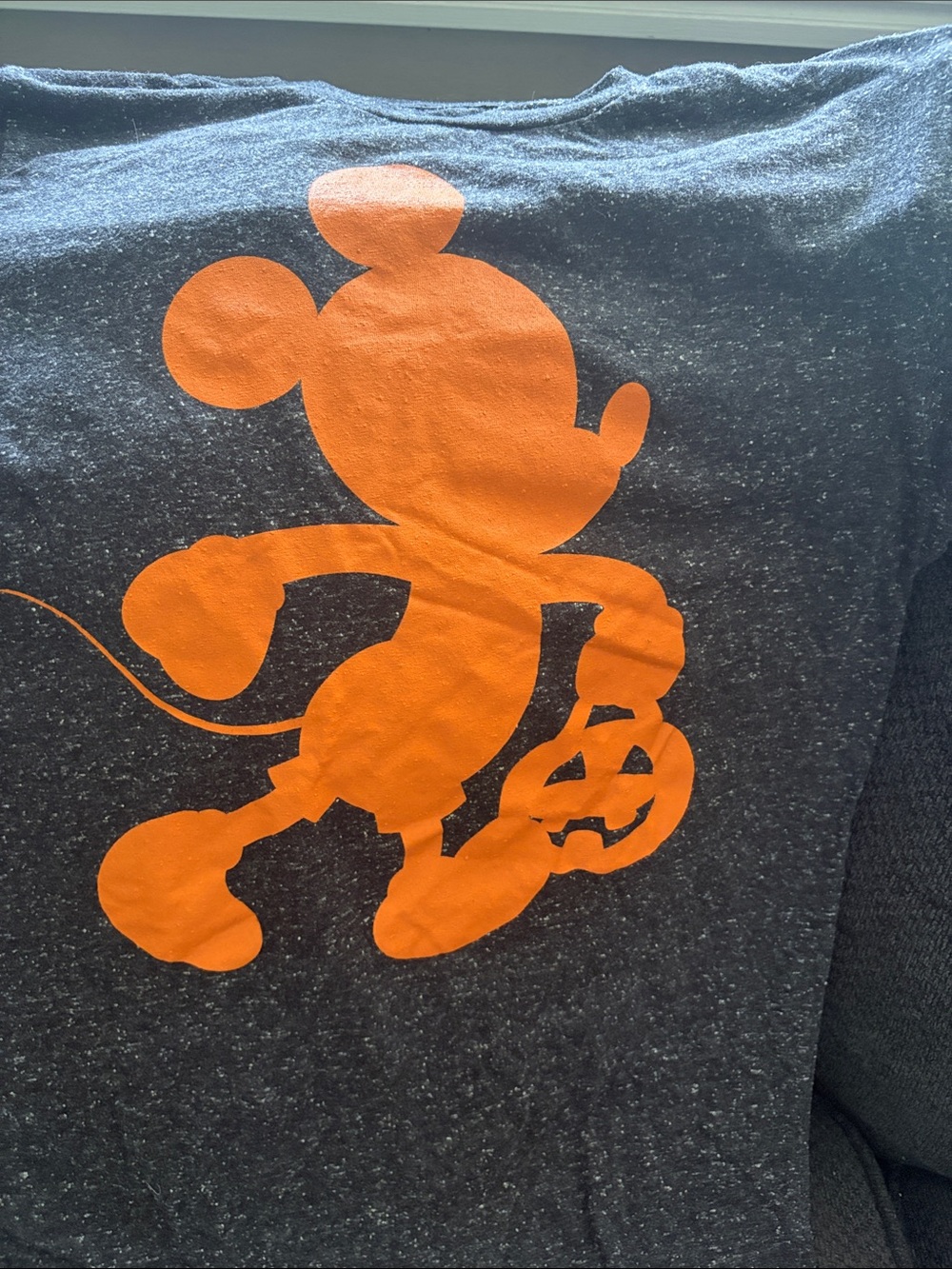 Disney Black Short Sleeve Tee with Orange Halloween Mickey Graphic
